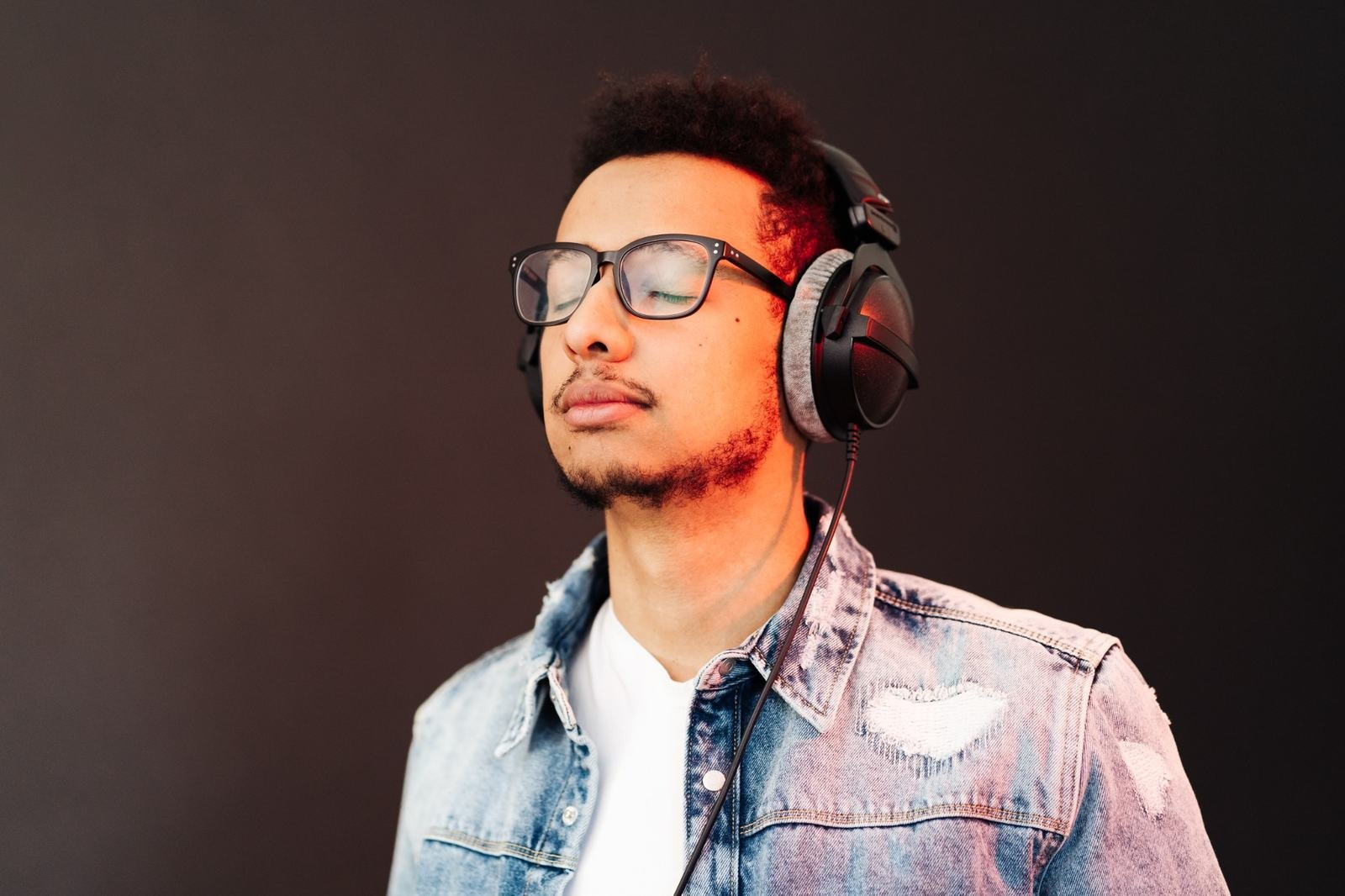 Person wearing headphones during a quiet, focused moment